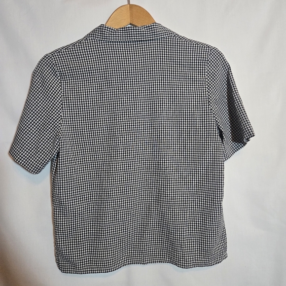Vintage Allison Daley Gingham Embroidered Cotton Blend Collared Shirt Small - Picture 7 of 9
